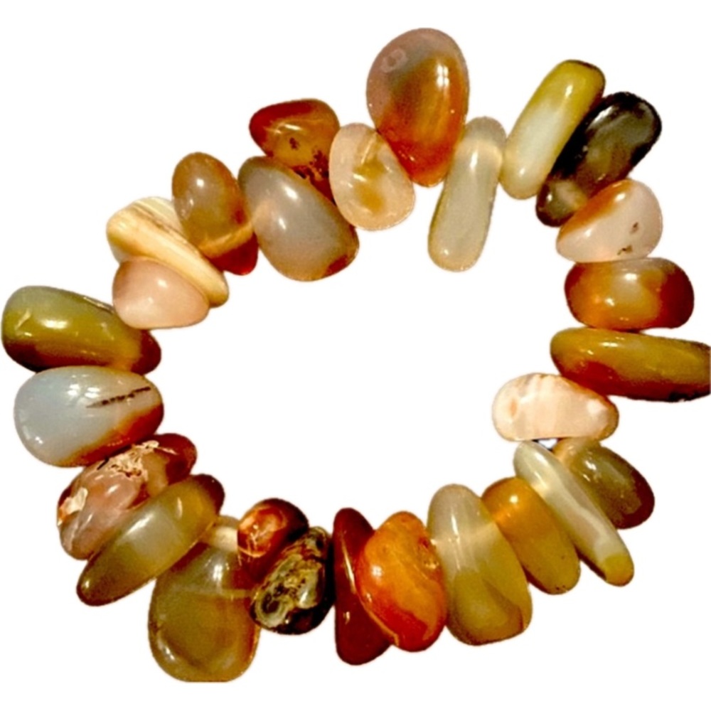 Stretch tumble natural agate citrine polished stone bracelet